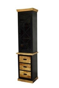 Mangohouten hoge kast met 3 laden 55 cm