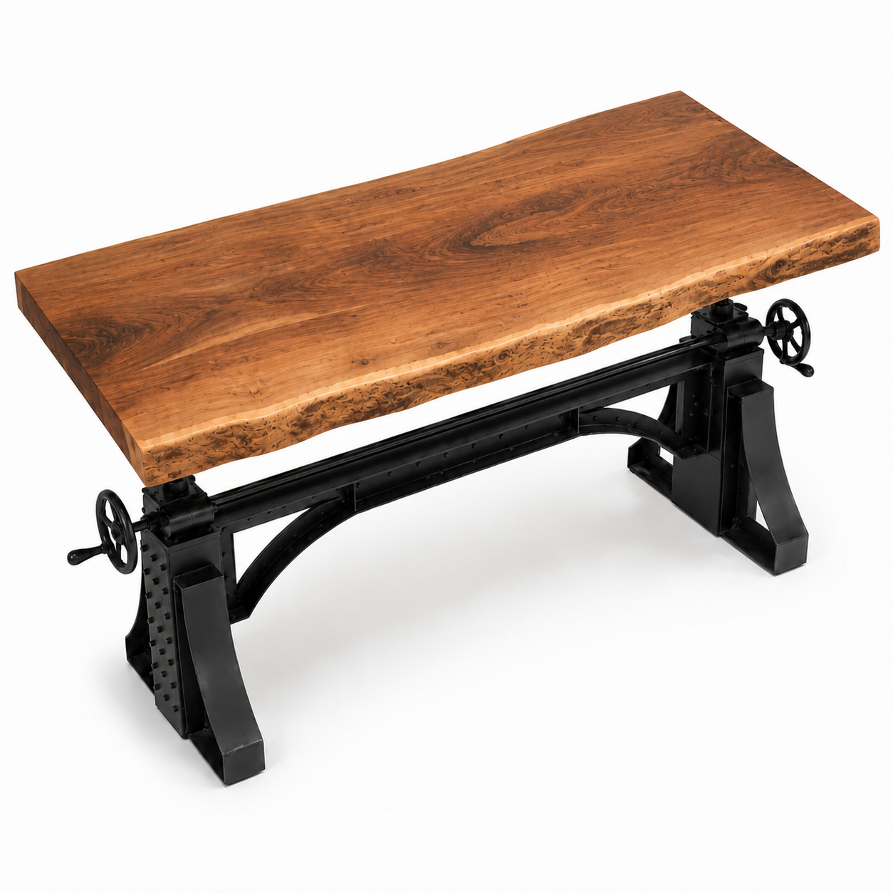King Lord boomstamtafel met massief houten blad, schuin aanzicht
